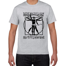 Load image into Gallery viewer, Da Vinci guitar funny T-Shirt men Vitruvian Man rock band Vintage Graphic Music Novelty streetwear t shirt men homme men clothes