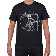 Load image into Gallery viewer, Da Vinci guitar funny T-Shirt men Vitruvian Man rock band Vintage Graphic Music Novelty streetwear t shirt men homme men clothes